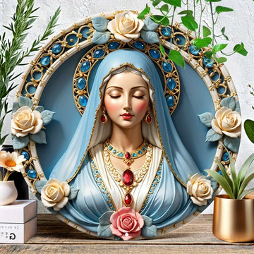 Catholic Decoration Our Lady Luxury with Stones and Flowers