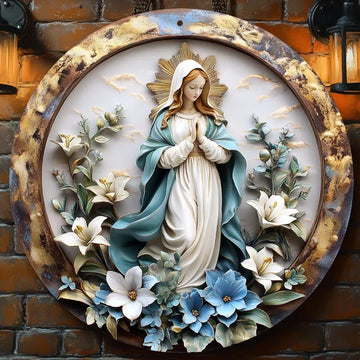 Catholic Decoration Our Lady of Grace with Flowers