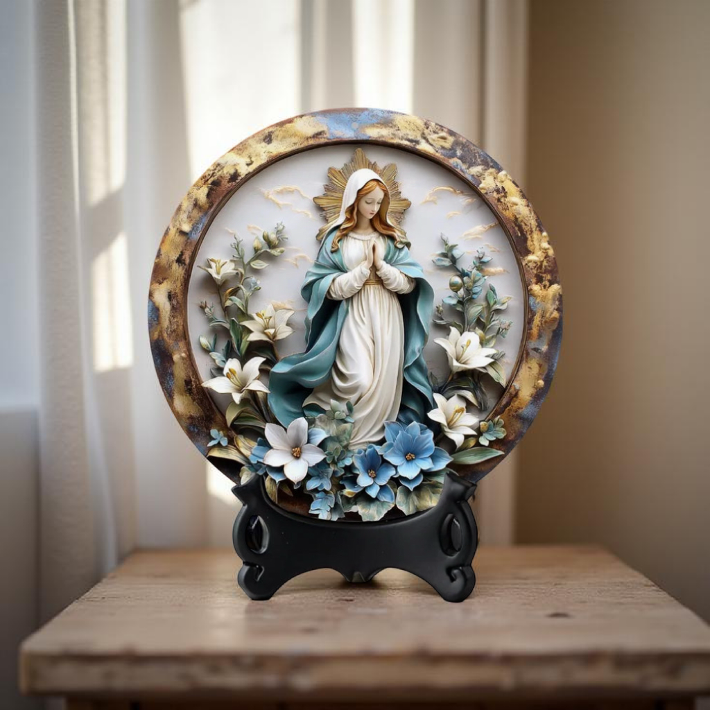 Catholic Decoration Our Lady of Grace with Flowers