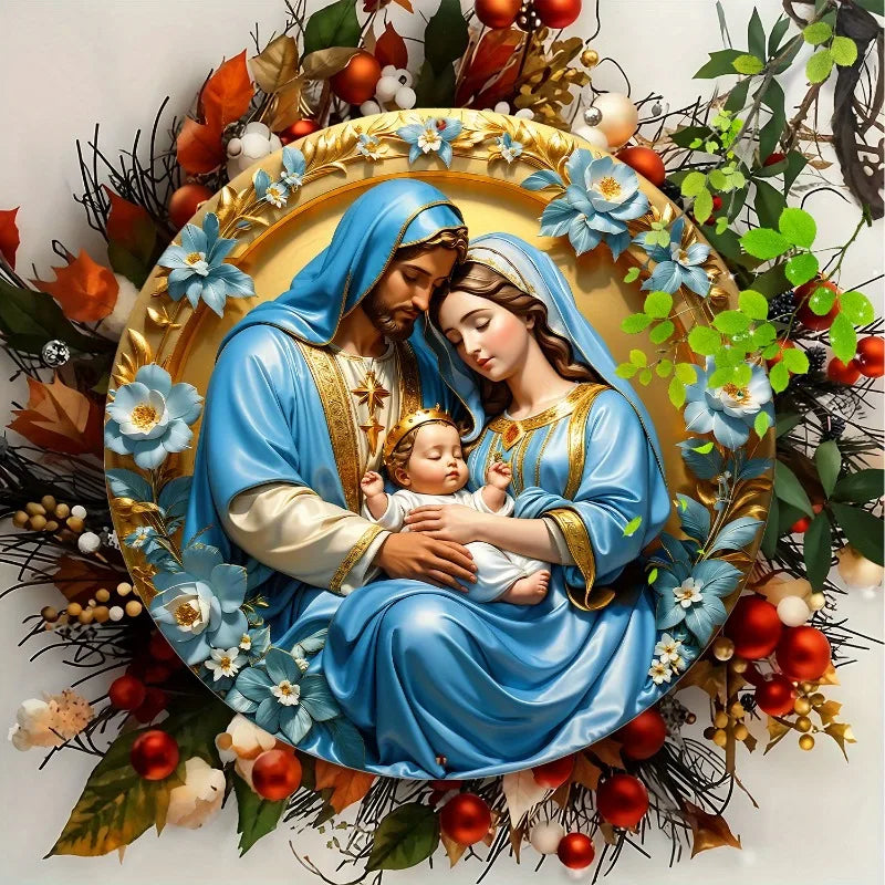Catholic Decoration Holy Family Divine Blue Mantle