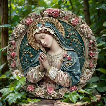 Catholic Decoration Our Lady in Floral Relief
