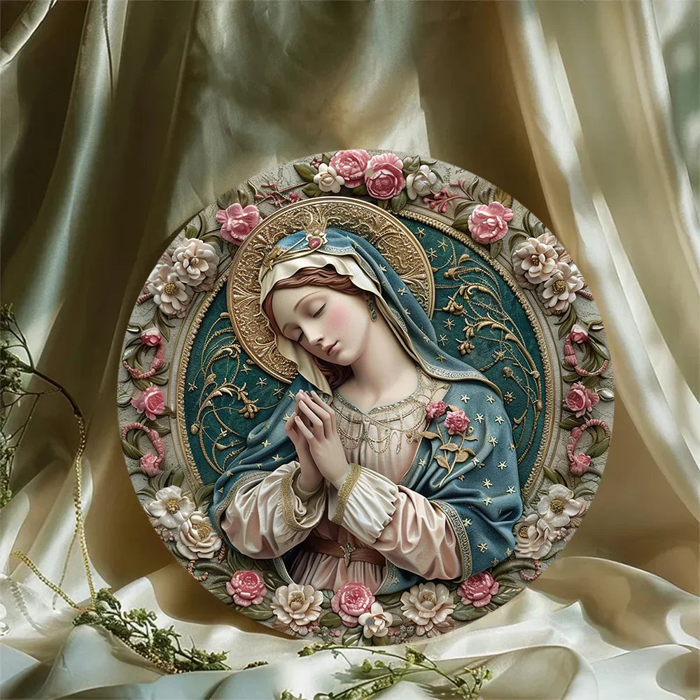 Catholic Decoration Our Lady in Floral Relief