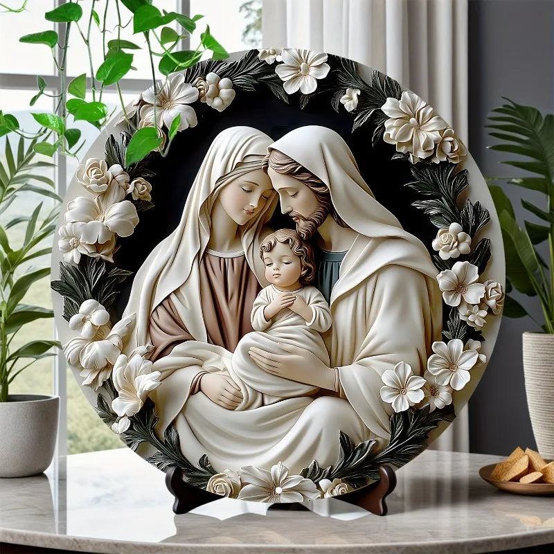 Catholic Decoration Holy Family in Floral Harmony