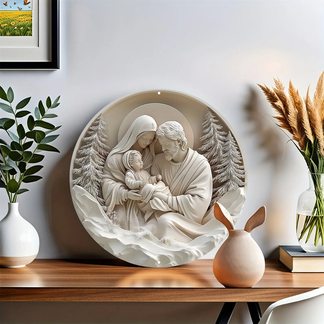 Catholic Decoration Holy Family in the Snow