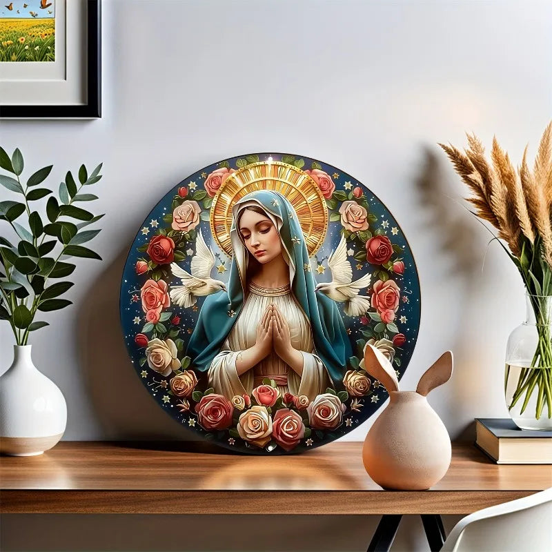 Catholic Decoration Our Lady with Roses and Doves